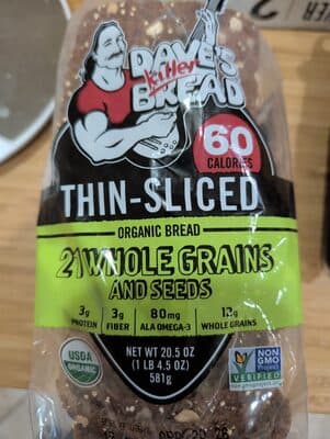 Organic Bread 21 Whole Grains and Seeds Thin-Sliced