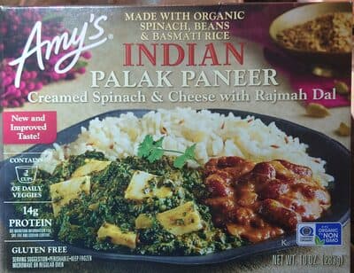 INDIAN PALAK PANEER Creamed Spinach & Cheese with Rajmah Dal